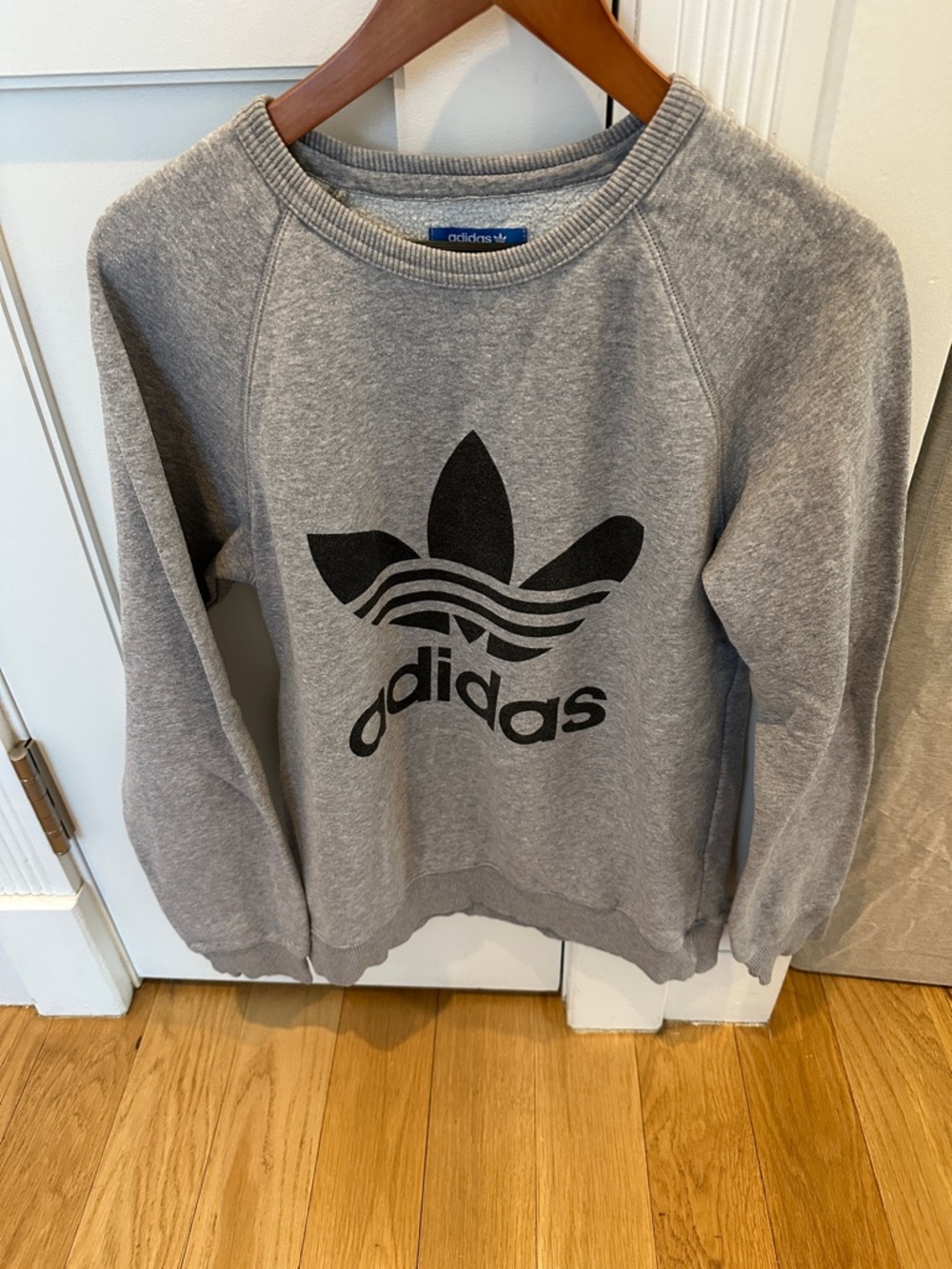 adidas Gray Trefoil Logo Crewneck Sweatshirt